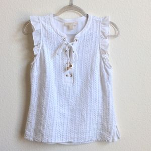 Michael Michael Kors White Lace-up Top